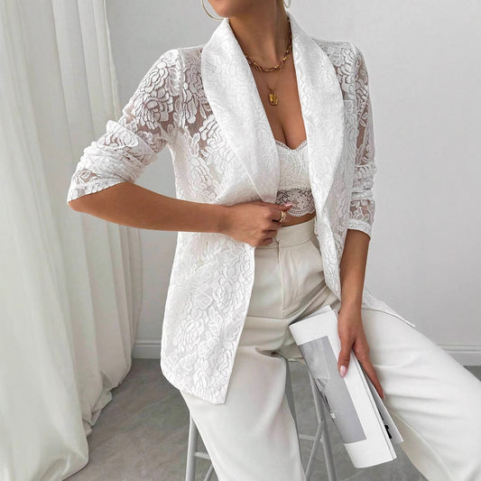 IvoryGrace Lace Embroidered Blazer