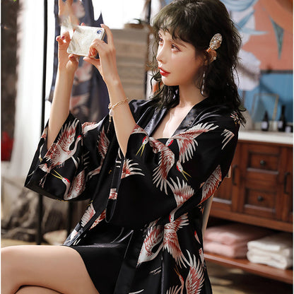 Ladies ice silk pajamas two-piece