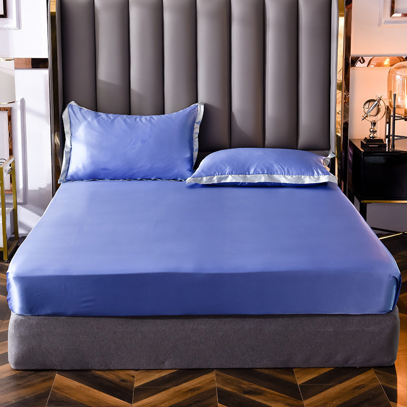 Popular Washed Silk Fitted Sheet Solid Color Home Textile Fitted Sheet