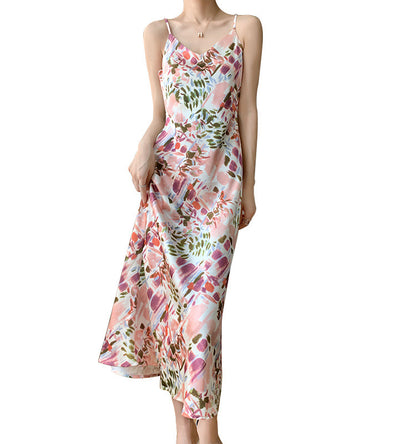 Triacetate Silk Satin Halter Dress For Women