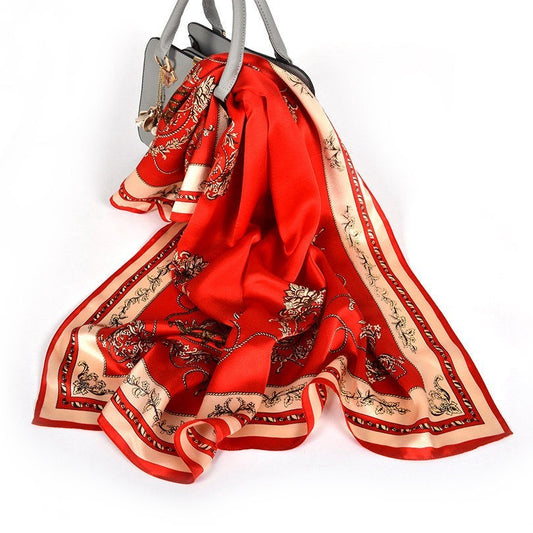 Wild Western Style Plain Crepe Satin Square Silk Scarf