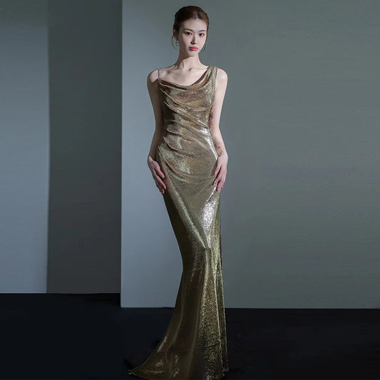 Siren Dusk – Sequin Backless Fishtail Gown