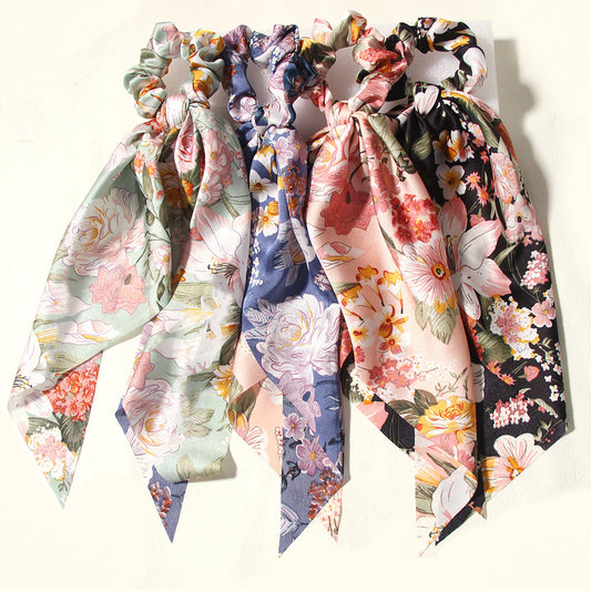 Summer Satin Printing Triangular Binder Large Intestine Hair Ring Hair Rope
