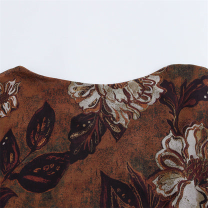 Elegant Long Sleeve Silk Net Printed Dress