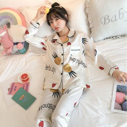 Ice Silk Pajamas Women's Spring And Autumn Long Sleeves
