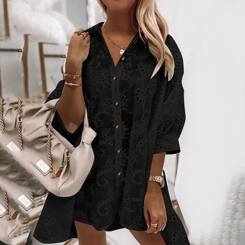 PetalWhisper Eyelet Blouse