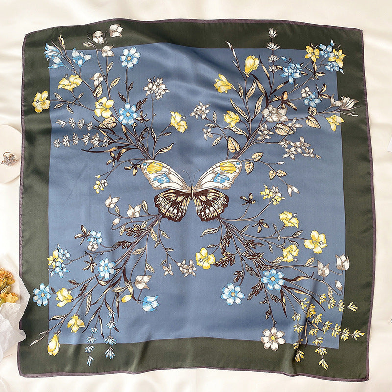 Korean printing fashion silk big scarf shawl