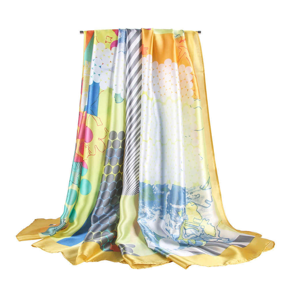 Silk satin zebra dot pattern ladies scarf