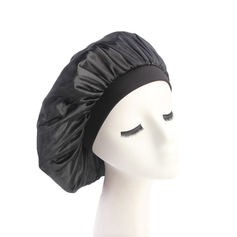 Faux Silk Dome Night Hat With Wide Brim Headband