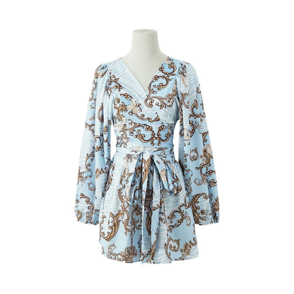 Autumna Bloom V-Neck Romper