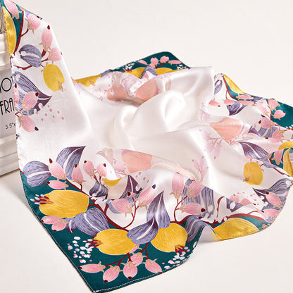 Silk Women's Square Scarf Exquisite Design Pattern Printing