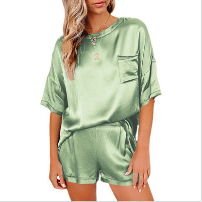 Silk Pajamas Home Service Short-Sleeved Shorts Suit