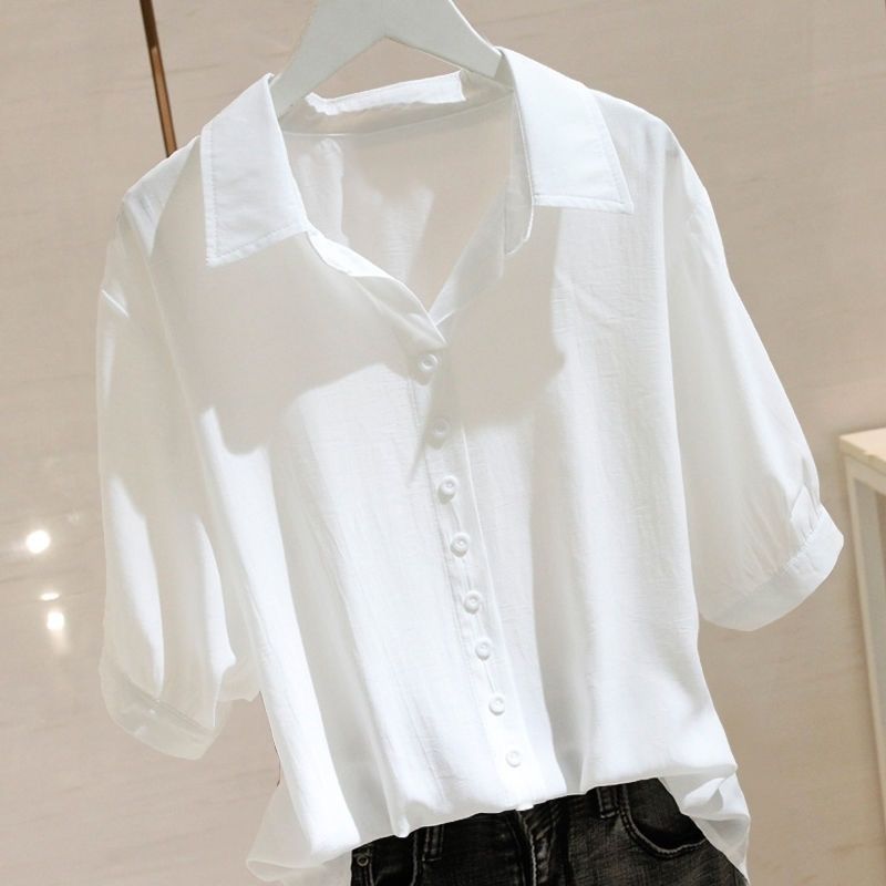 Short Sleeve Ice Silk Shirt Design Sense Loose Slimming