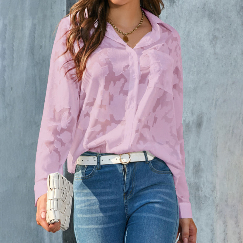 SheerMuse Jacquard Blouse