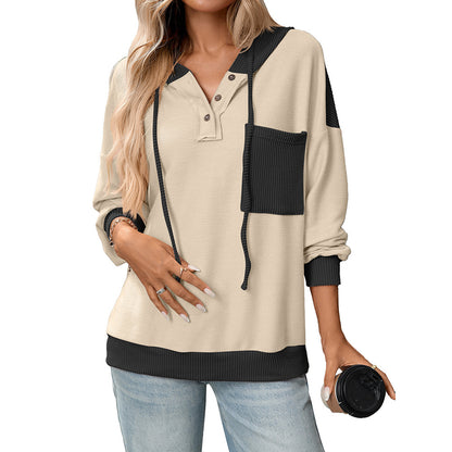 TwistAura Contrast Hooded Sweater