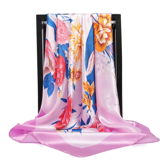 Plant Flower Imitated Silk Scarves