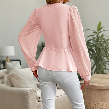 PetalSculpt V-Neck Blouse