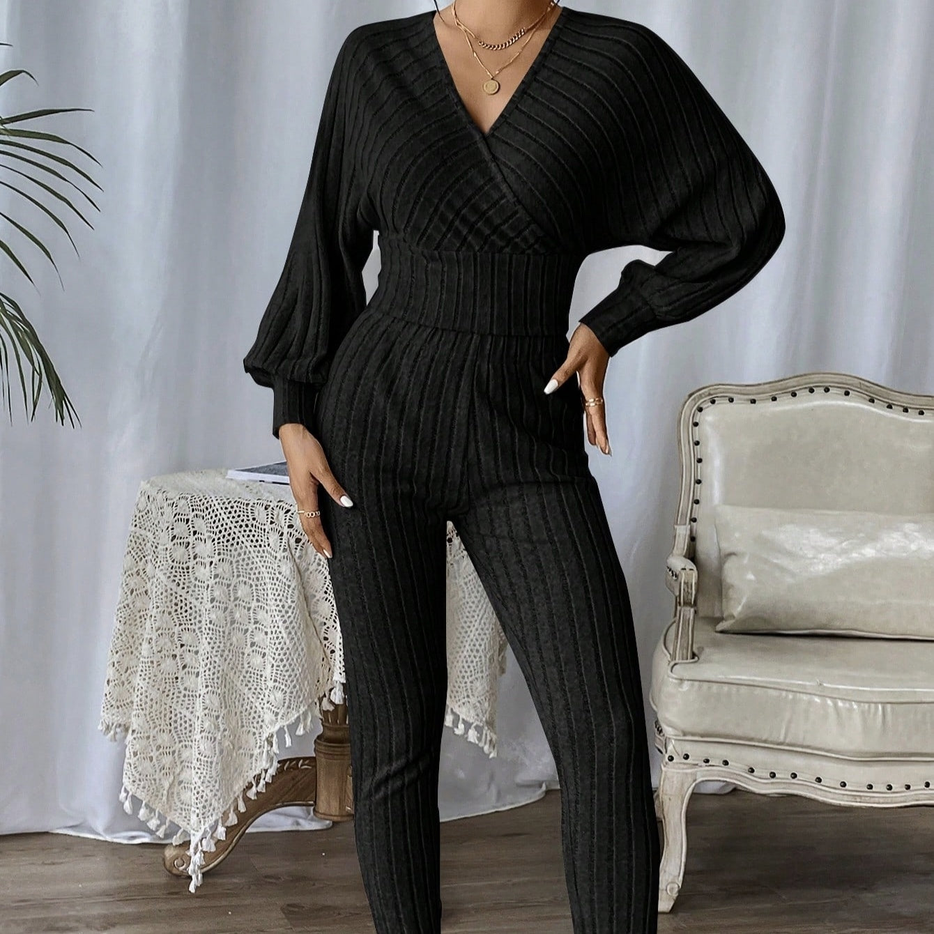 SculptVibe V-Neck Jumpsuit
