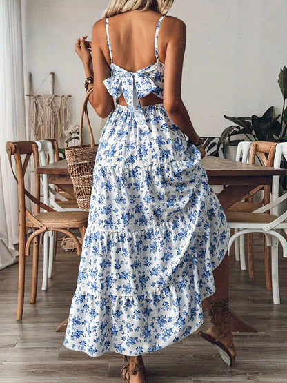 BloomCharm Backless Maxi Dress