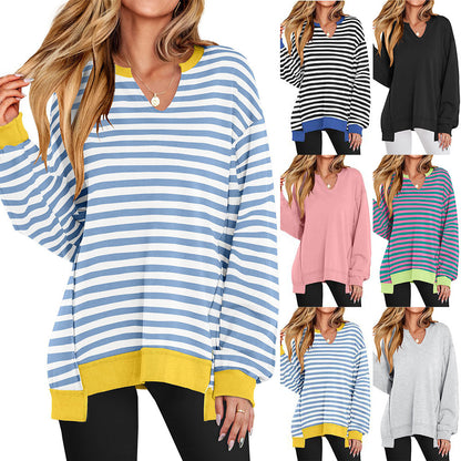 VivaStripe V-Neck Sweatshirt