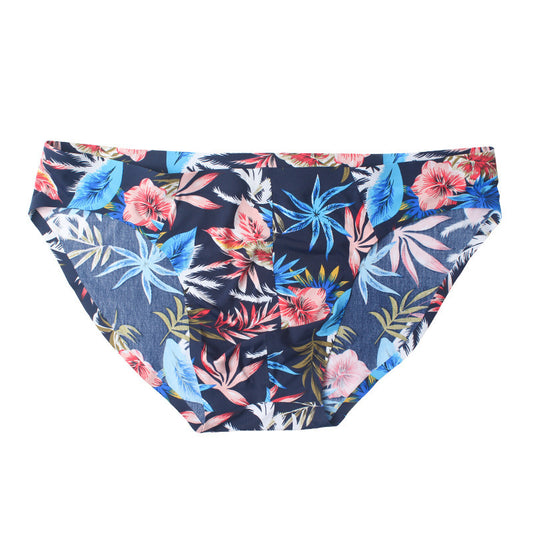 Seamless Ice Silk Men's Briefs Printed One-piece Underwear