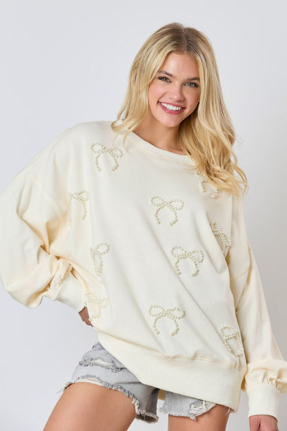 EleganceBow Pearl Sweatshirt