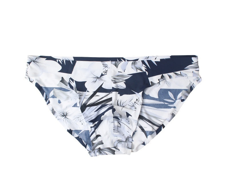 Seamless Ice Silk Men's Briefs Printed One-piece Underwear