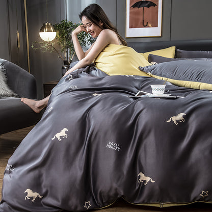 Four-piece Set Of Light Luxury Feng Shui Silk Ice Silk Bed