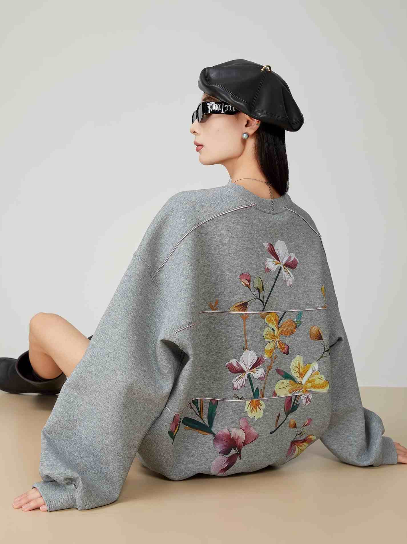 InkMist Gray Print Pullover
