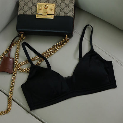 Silk Satin Glossy Thin Bra Wireless Underwear
