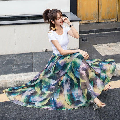 Chiffon square silk skirt