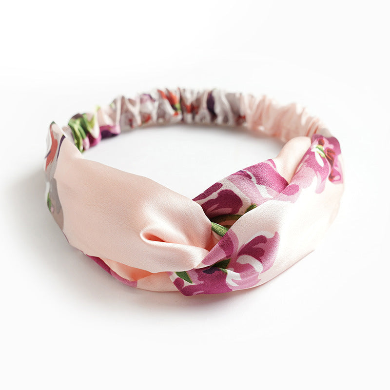 Silk and satin elastic cross hair hoop