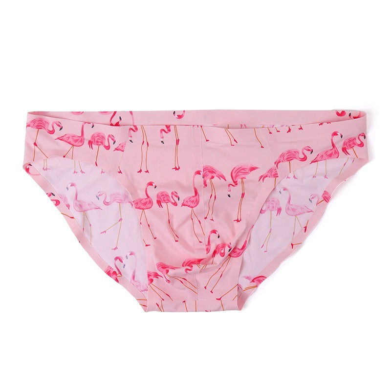 Seamless Ice Silk Men's Briefs Printed One-piece Underwear