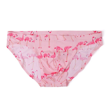Seamless Ice Silk Men's Briefs Printed One-piece Underwear