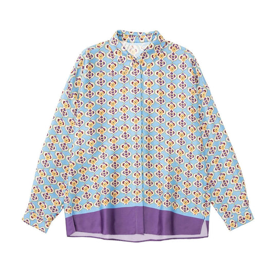 Geometric-print Silk-satin Shirt Set