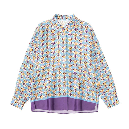 Geometric-print Silk-satin Shirt Set