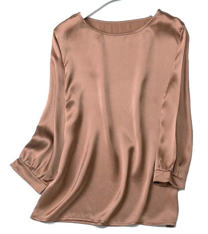 High-end Silkworm Silk Pearl Shiny Satin Shirt