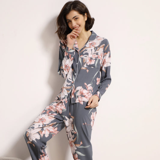 Thin cotton silk long-sleeved trousers home service