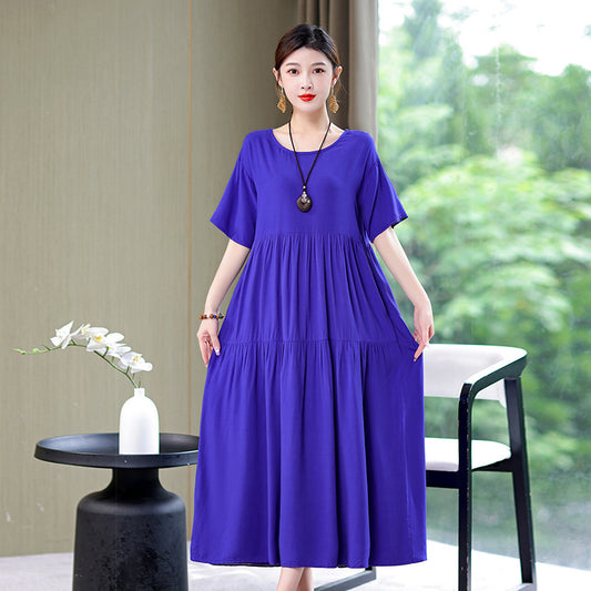 High End Floral Cotton Silk Dress For Women