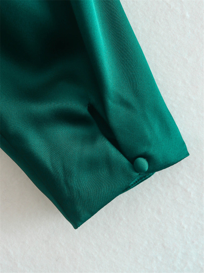 Women's Silk Shirt With Knot Decoration Skirt Suit