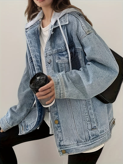 RetroLoom Oversized Hooded Denim Jacket