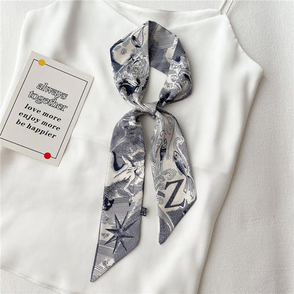 Women's Fashion Creative Letters Silk Scarf