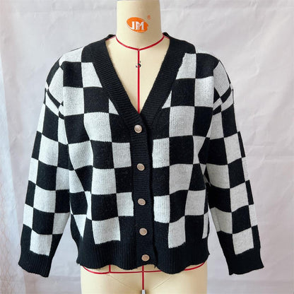 PlaidAura Contrast Sweater