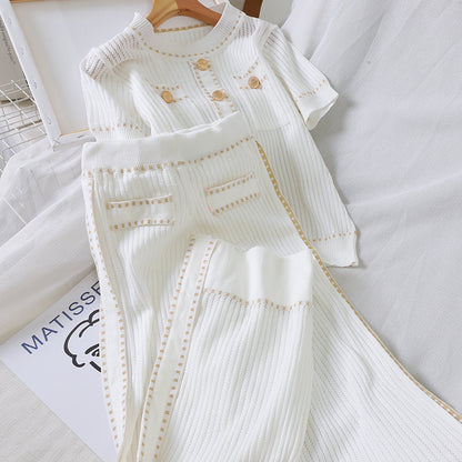 Summer Ice Silk Pendant Two-piece Wide Leg Pants