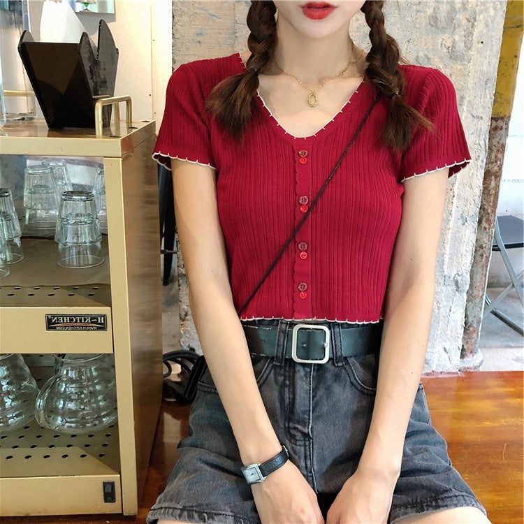 Short sleeve ice silk sweater