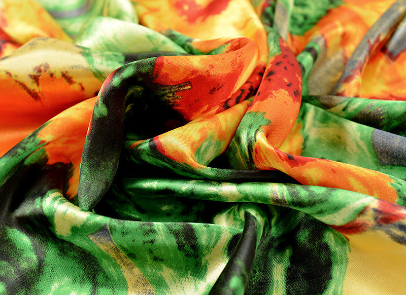 Silk Scarf Oil Painting Satin Square Scarf