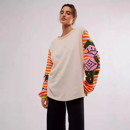 ThornBloom Embroidered Patchwork Sweater