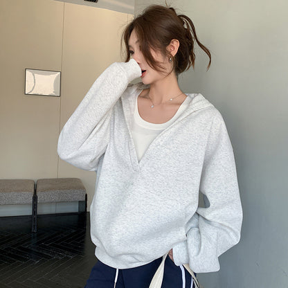 VeraEase™ V-Neck Hoodie Coat