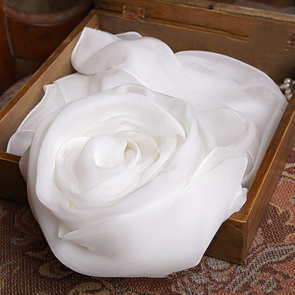 Pure White Hangzhou Long Silk Scarf Pure Color
