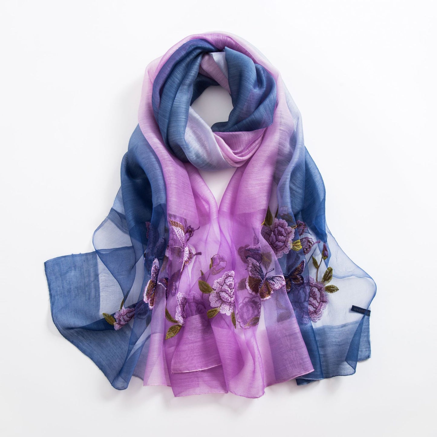 Silk scarf with wild embroidery in spring